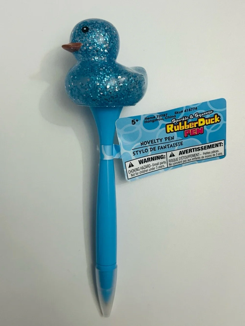 Sparkle Blue Rubber Duck Novelty Pen New with tags